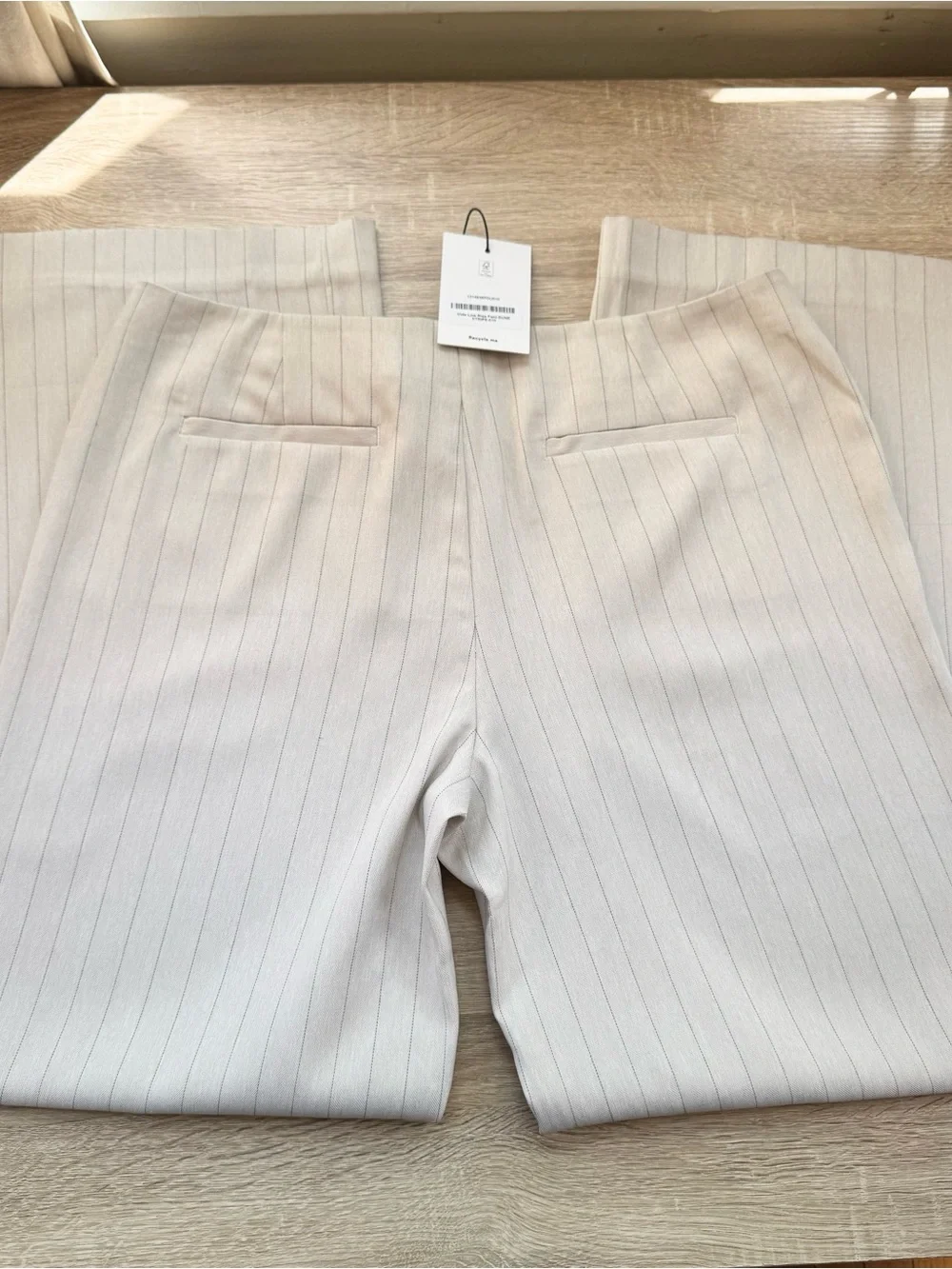 NWT Reformation Vida Low-Rise Pants Dune Stripe Cream 10